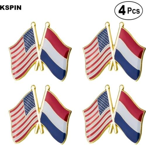 U.S.A Netherland Friendship Flag Pin Lapel Pin Badge Brooch Icons 4pcs