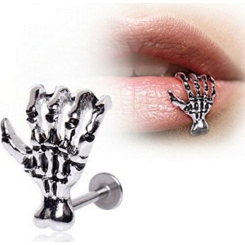 1 pcs for Women Men Punk Skull Devil Hand Kylie Lip Piercing Jewelry Skeleton Labret