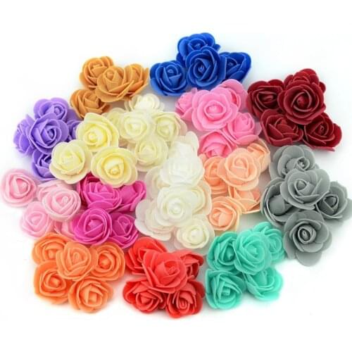 10Pieces/Bag PE Rose Head Flower Size 3.5CM Artificial Flowers DIY Wedding Christmas Wreath Candy Box Decoration Accessories