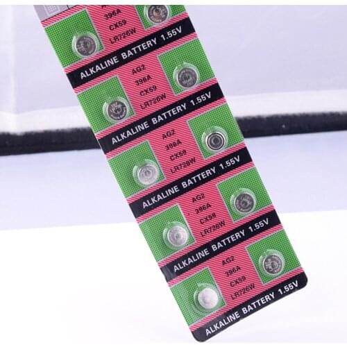 10pcs/pack Alkaline Batteries AG2 1.5V G2 396A LR726 SR726W GP397 1164SO SR59W SR726 Coin Button Cell Watch Toys Clocks B85B