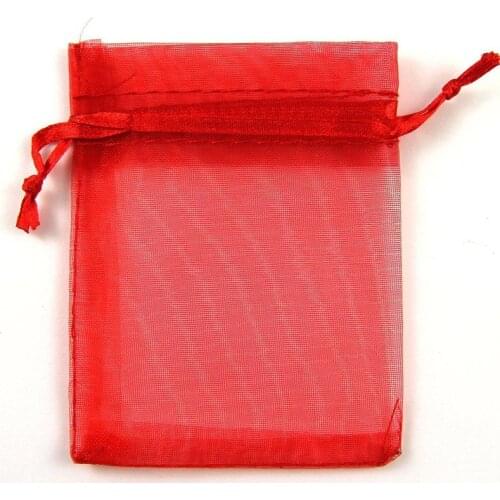 100Pcs Red Organza Bags Wedding Party Decoration Drawable Packaging Jewelry Candy Packaging Organza Bags & Pouches