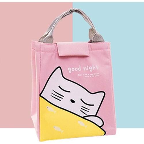 2021 Waterproof Cute Animal Lunch Bag For Women Kids Men Cooler Lunch Box Bag Tote Canvas Lunch Bag Insulation Package Portable