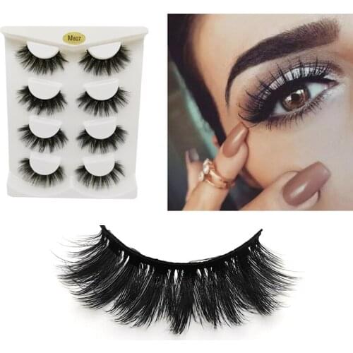 3D Mink Eyelashes Extension 4 Pairs Natural Dramatic Wispy Fluffy Crisscross Volume 25mm False Mink Lashes Long Faux Cils Bulk