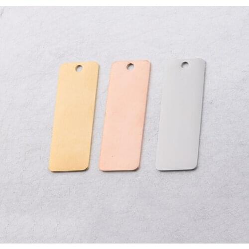 5pcs 14*40mm mirror polished stainless steel rectangular Pendant with smooth surface strip mirror key chain accessories jewelry