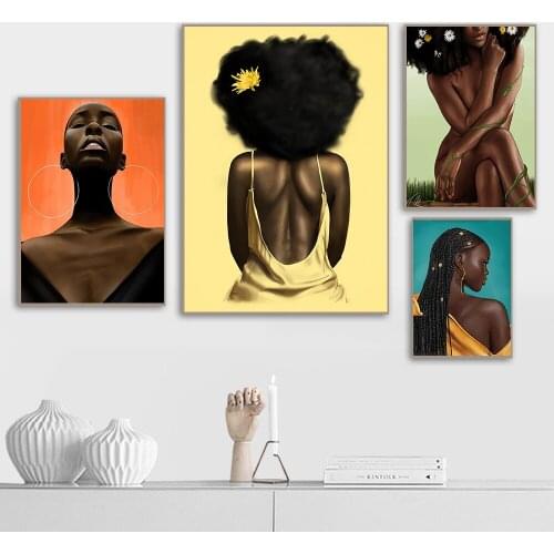 Africa Wall Art Canvas Painting Black Woman Posters and Prints Wall Pictures for Living Room Decoration Modern Home Decor Cuadro