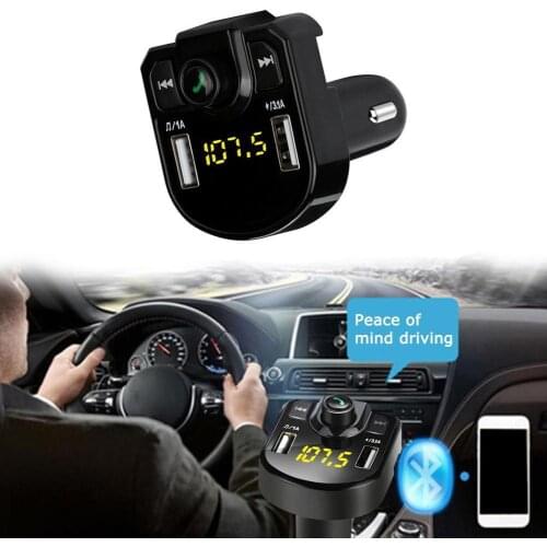 Bluetooth Handsfree calling Car Kit Dual USB Car Charger Player Adapter Receiver Transmitter Audio MP3 Car Bluetoo Music T8