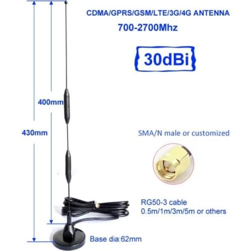 Low MOQ signal receiving transmitter CDMA GPRS GSM Omni 4G Sunker antenna RG50-3 cable SMA male pin connector 1PCS