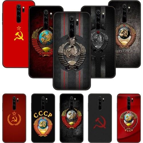 Phone Case For Xiaomi Redmi Note 8 8T 7 7A 9 9S 8A 4 5 Pro Black Cover Back Luxury Coque Trend Funda Soviet Union USSR Flag