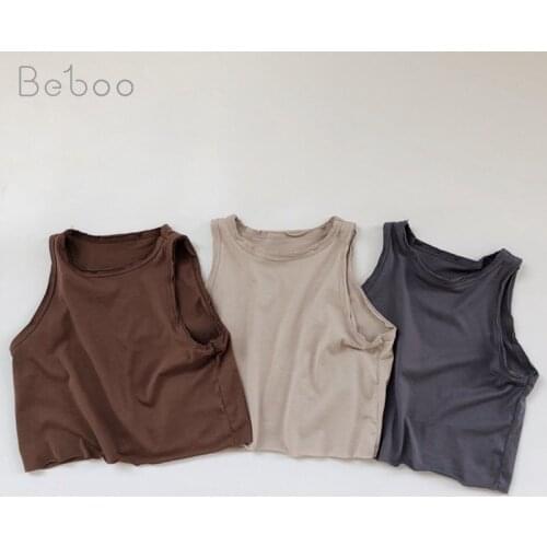 Korean Style Children Clothing Summer New Boys And Girl Solid Color Soft Vest Sleeveless Tops Cotton Kids Underwear Clothes 2-7y