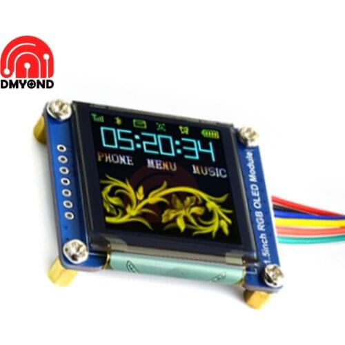 1.5 Inch RGB OLED 4B Display Expansion Module 128x128 SSD1351 SPI I2C IIC for Raspberry Pi LCD Screen Board GND VDD SCK SDA