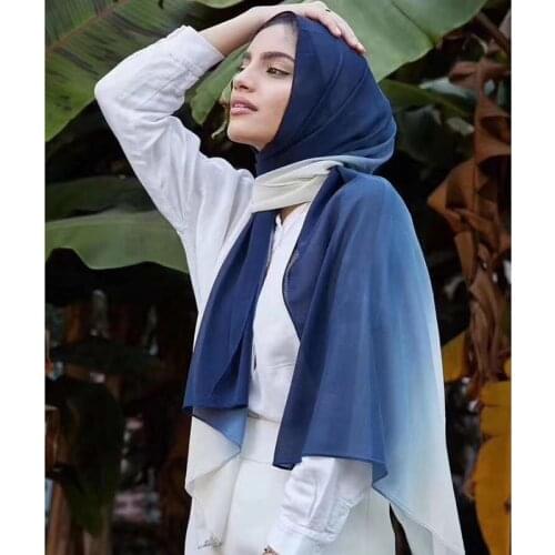 Women Soft Ombre Plain Chiffon HeadScarf Long Scarves Party Shawl Gradient Polyester Muslim Hijab LightWeight Wedding Beach Wrap