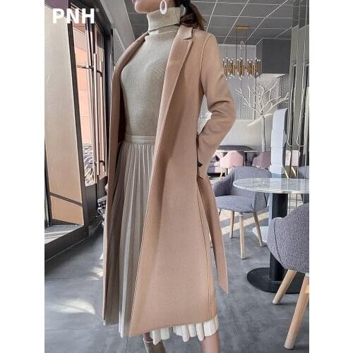 Camel Double-sided Cashmere Coat Womens Mid Long 2021 New Autumn and Winter Slim Popular Woollen Coat