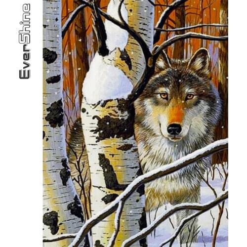 Evershine 5D DIY Diamond Embroidery Wolf Full Square Round Diamond Painting Animal Cross Stitch Mosaic Home Decorations