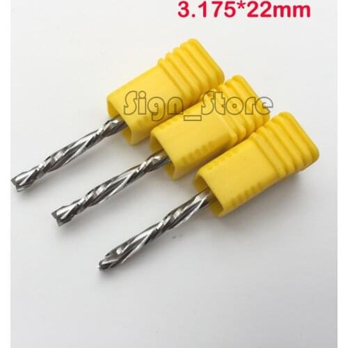 3PCS UP &DOWN Cut 3.175x22mm Two Flutes Spiral Carbide Mill Tool Cutters for CNC Router, Compression Wood End Mill Cutter Bits