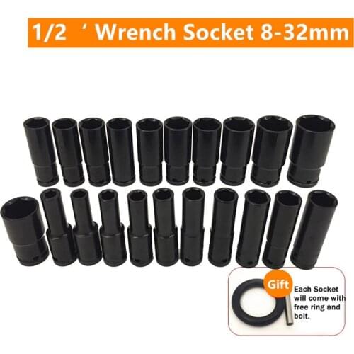 1/2' Wrench Socket 8-32mm Chrome-vanadium Steel Rachet Wrench Kit Power Tool Accessory Eletric Wrench Socket