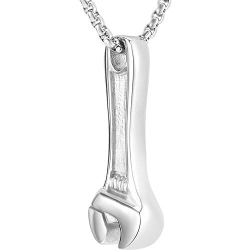 Wrench Cremation Jewelry For Dad Keepsake Urn Necklace Made Of 316L Stainless Steel Memroial Pendant Hold Ashes Of Loved One