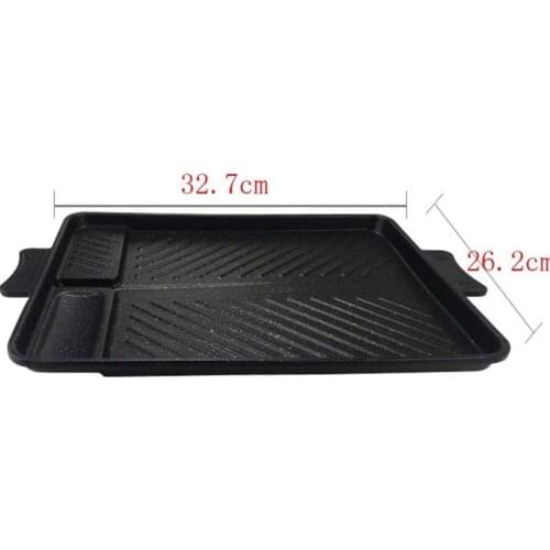 Korean Non-stick Bakeware Smokeless Grill Pan Barbecue Tray Stovetop Plate for Kitchen Indoor Outdoor Party Camping BBQ Grilling