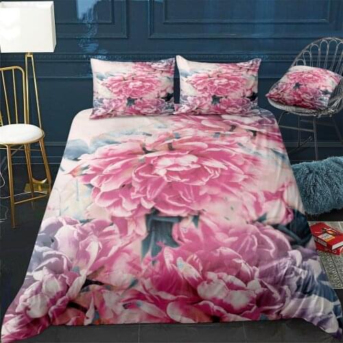 Beautiful flowers Quilt Cover Pillowcase 3Piece Comforter Bedding Set With Pillow Case Single Double Duvet Cover Home Decora