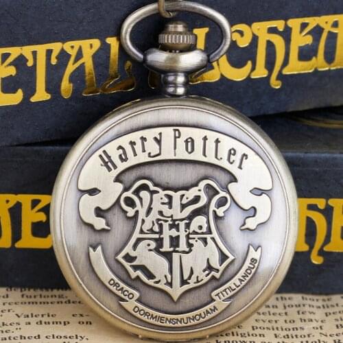 Hogwarts School H Quartz Pocket Watch Analog Necklace Pendant Chain Women Mens relogio Montres with Gifts