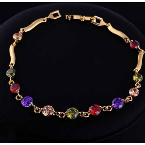 Hot Bracelet Stock 18K Real Gold/Platinum Electroplated Austrian Zircon Bracelet