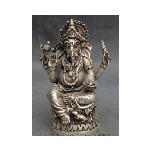 Copper Brass CHINESE crafts Asian de tiendas de de bronce de Plata budismo fane Silver Jambhala riqueza Elefante Fortuna Mammon