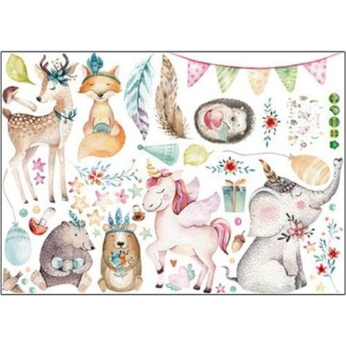 Cute Animal Unicorn Fox Wall Stickers for Kids Room Home Decor Animal Stickers Art Mural Boy Girls Room Decoration SK Series