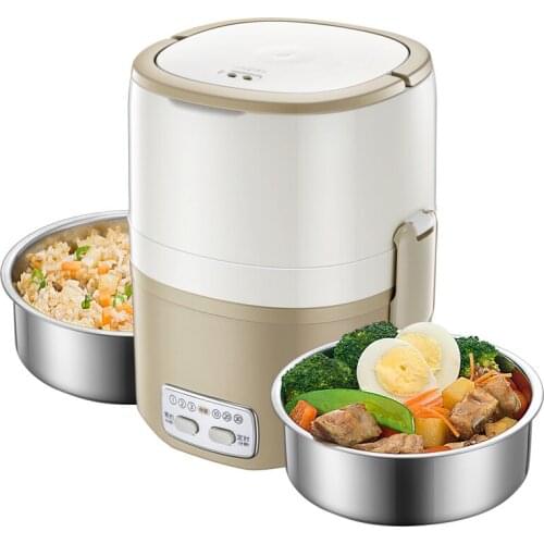 Multi Function Office Mini Cooker 270W 1.5 L Double Layer Stainless Steel Bowl Electric Lunch Box