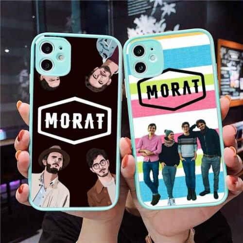 Fashion morat band Phone Case Matte transparent For blue iPhone 12 Mini 11 Pro XR XS Max 7 8 Plus X Back Cover
