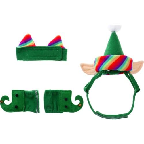 Cat Dog Birthday Party Decor Costume Set Teddy Keji Rabbits Pet Hat Neck Collar Foot Sleeve With Bell Christmas Decor Pet Supply