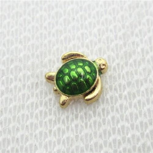 New Arrive 20pcs/lot Gold Turtle Floating Charms Living Glass Memory Lockets DIY Jewelry pendants Charms