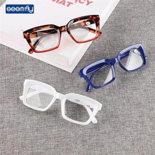 Seemfly Large Square Frame Reading Glasses Classic Fashion Style Presbyopic Eyeglasses For Men And Women With Diopter +1.0to+4.0
