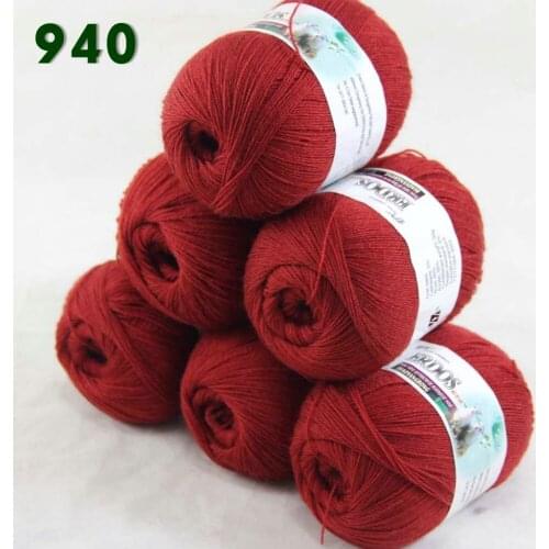 Lot of 6 Skeins Fine Lace Soft Wool Acrylic Cashmere Yarn Knitting Maroon Red 940