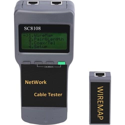 SC8108 Portable Mobile Network Tester RJ45 Cat5e Cat6 UTP LAN Telephone Cable Line Tester Liner with LCD Display