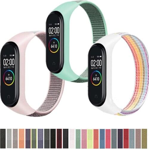 For Mi band 6 5 4 3 Nylon Bracelet Smart Watch Strap Replaceable For Xiaomi Mi Band 4 5 Strap silicone Bracelet Sport Wristband