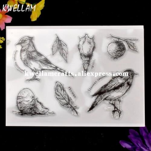 Bird SKULL feather Egg Leaves Scrapbook DIY photo cards rubber stamp clear stamp transparent stamp KW7072330