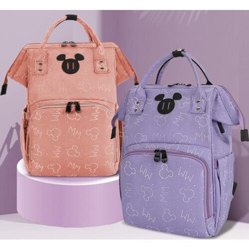 Disney Mickey Stroller Backpack Large Capacity Baby Storage Bag Travel Baby Care Bag Fashion Mom Diaper Bag Backpack Free Hook