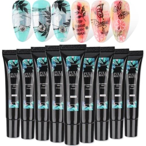 8ml Stamping Gel Nail Art Stamp Plate Black White Gel Print For Manicure Soak Off Oil Varnish Polish Nail Transfer Design CH1793