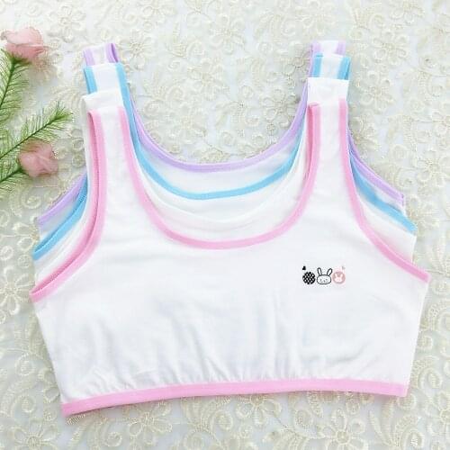 Student girl vest single layer cute printed wrap chest development bra suitable for 7~16 years old girls sports underwear