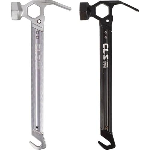 Ultralight Aluminum Camping Tent Peg Nail Hammer Outdoor Hiking Tent Mallet Camp Accessories With Hook Nail Puller Extractor
