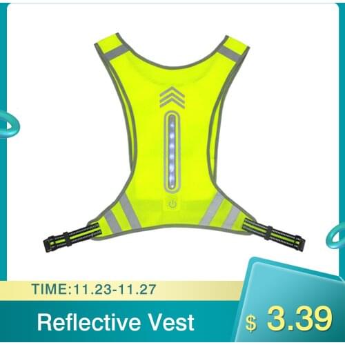 LED Night Safe Riding Reflective Vest Outdoor Running Safety Jogging Breathable Visibility Vest Cycling Riding 200m Reflective