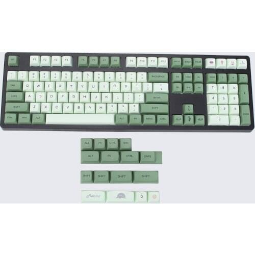 Matcha Theme Thick PBT Dye-Sub ZDA Keycaps English Japanese for MX Switches Mechanical Keyboards 61 64 68 75 84 87 96 104 108