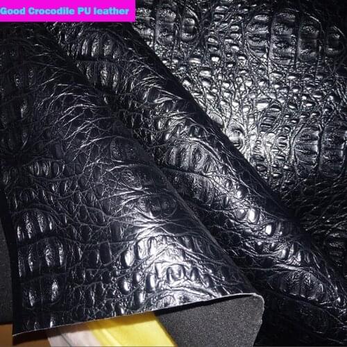 Good Quality Black Crocodile Faux PU Leather Fabric Thick PU Artificial Leather Fabric Sewing Bag material For DIY 69*50cm 1pc