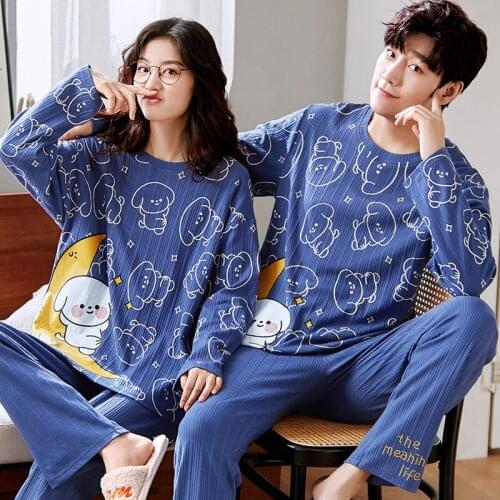 Spring Couple Sleepwear for women man Cotton pajama sets Home clothes pijama conjuntos de pijama conjuntos masculinos pijama fem