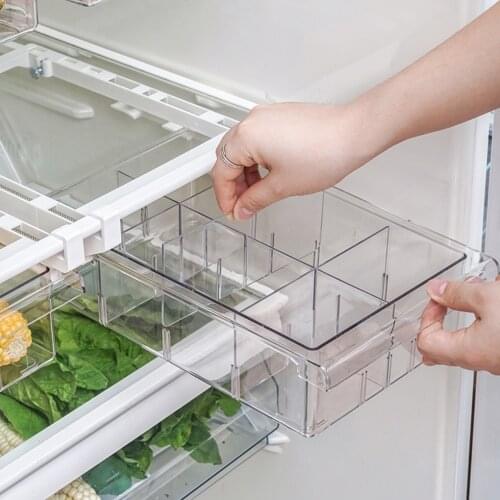 Refrigerator Pull-out Storage Box Egg Holder Plastic Refrigerator Storage Container Kitchen Drawer Fruit Box Organizer