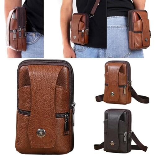 Men PU Leather Fanny Waist Bag Classic Texture Creative Bag Phone Bum Casual Belt Business Pouch Design Purse Q3T6