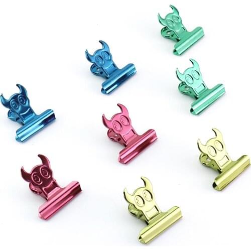 TUTU 8 Pcs Electrophoresis paint tauren Clips Chancery Paper Documents Organizer Binder Clip School Office Accessories H0016