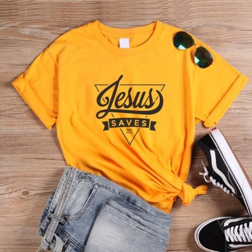 ONSEME Jesus Saves Graphic T Shirts Women Christian T Shirt Aesthetic Streetwear Religion Tees Female Casual Tops Drop Shipping