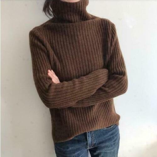 Womens Turtleneck Slim Cashmere Camel Sweater Warm Knitwear Pullover Knit H219