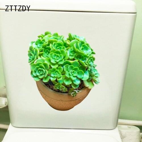ZTTZDY 20.9×22.7CM Fresh Succulents Fashion Home Room Decoration Wall Stickers WC Toilet Decals T6-0257