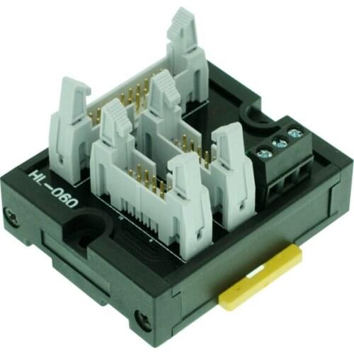 16 ways Terminal block breakout board 2* IDC10 to IDC20 terminal block PLC relay adapter DIN Rail Mounting
